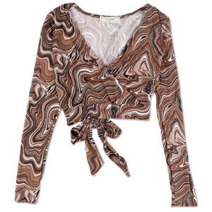 No comment XL Tie front crop top